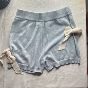 Blue Blush Light Blue Shorts with Cream Bows